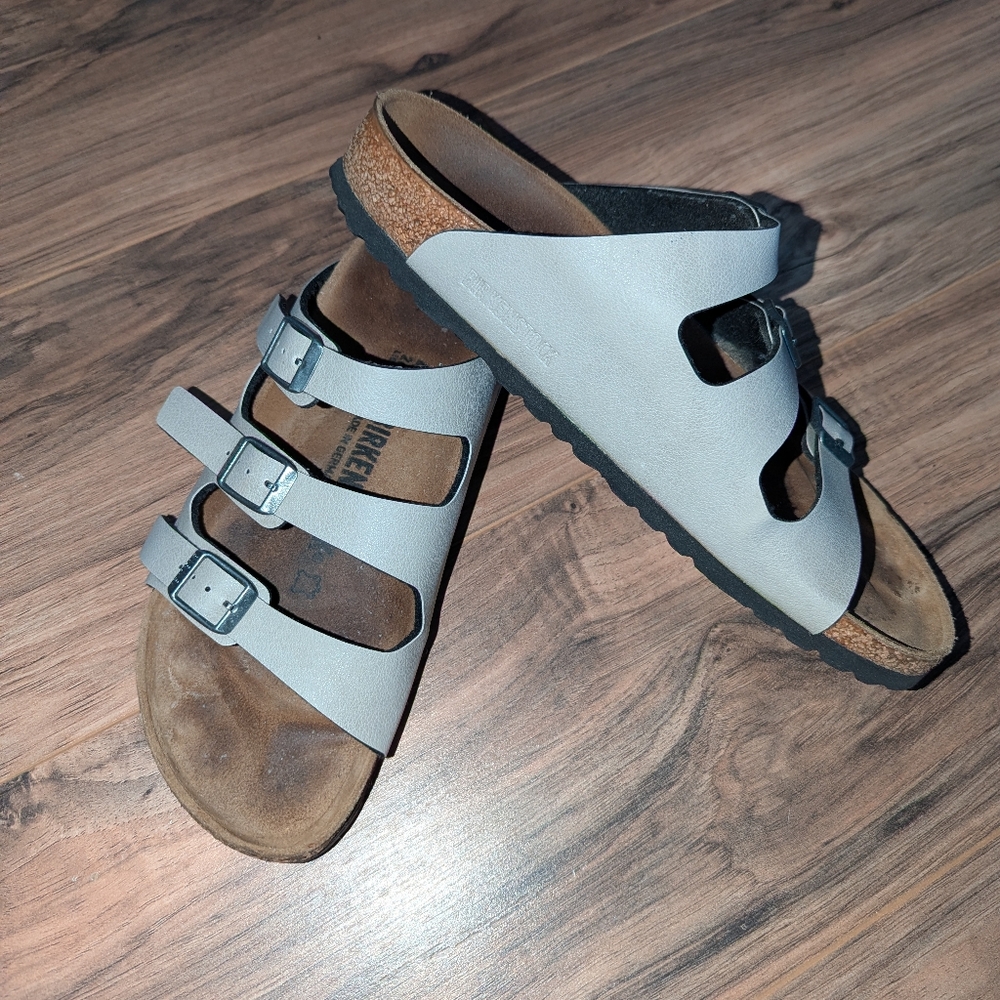 Birkenstock Florida Cream Tan Women's Sandal Slides Size 10. - Picture 2 of 8